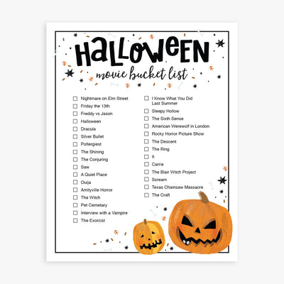 Scary Halloween Movie Bucket List Printable