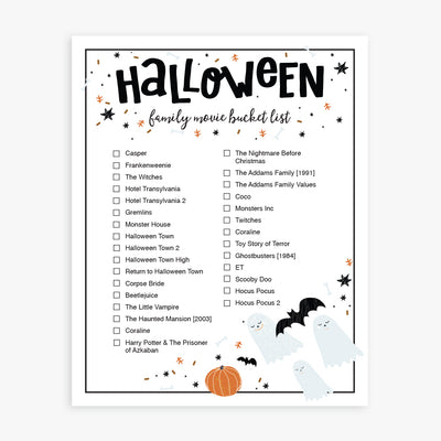 Halloween Family Movie Bucket List