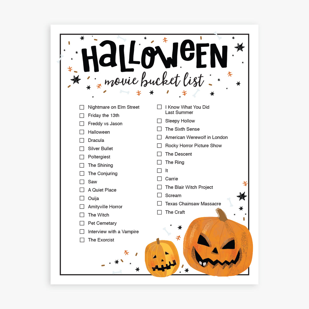 Scary Halloween Movie Bucket List Printable