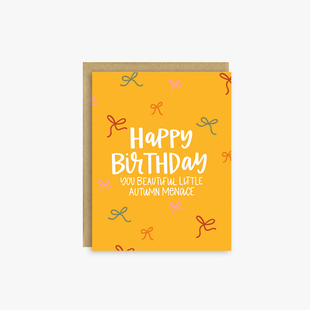 Happy Birthday You Beautiful Autumn Menace funny fall birthday card