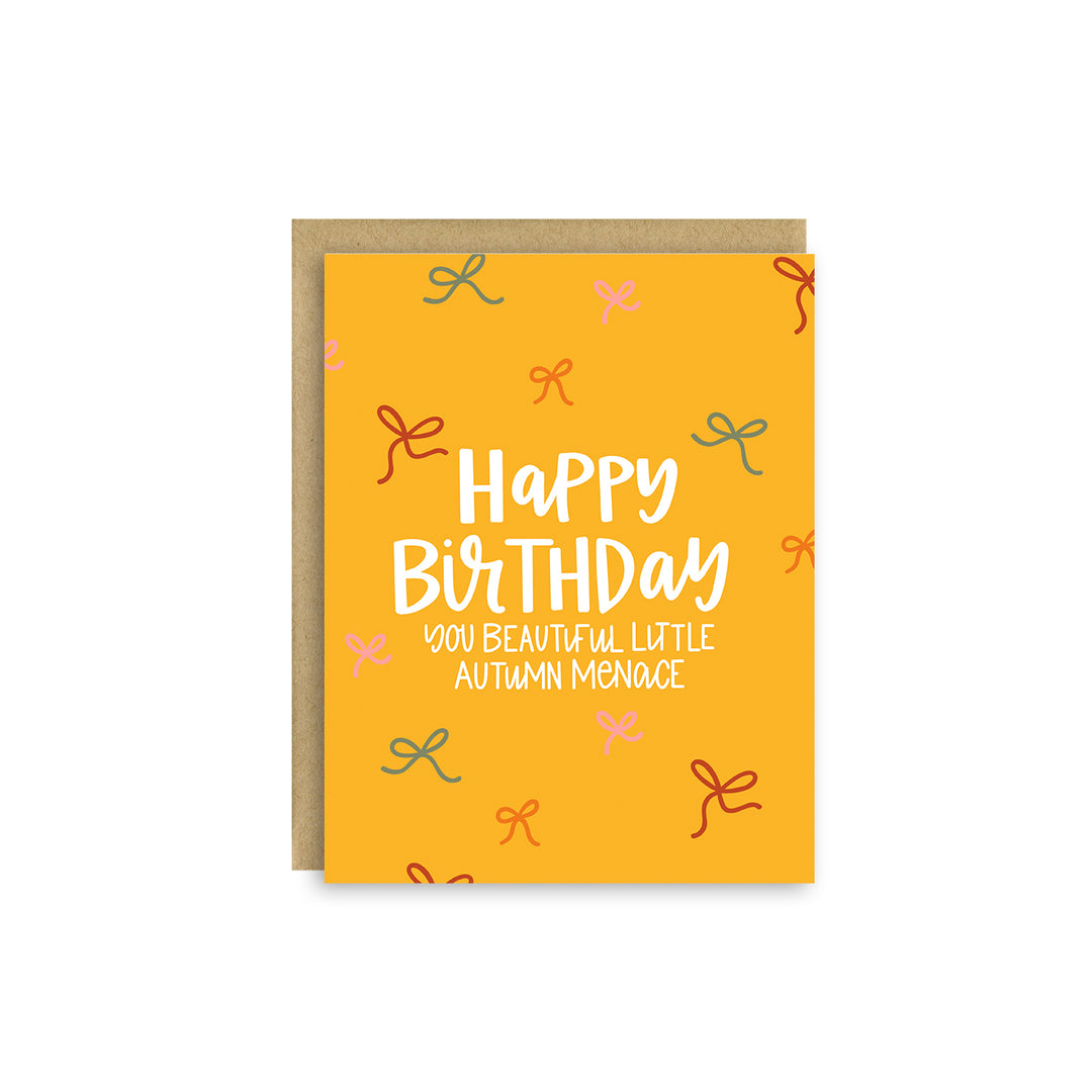 Funny autumn birthday card for pumpkin spice lovers