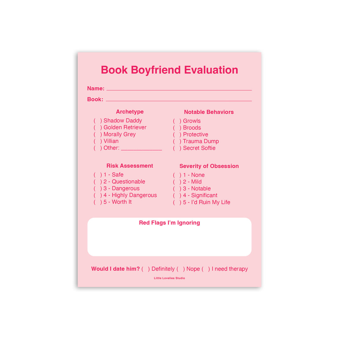 Book Boyfriend Evaluation Notepad – Romance Reader Pad