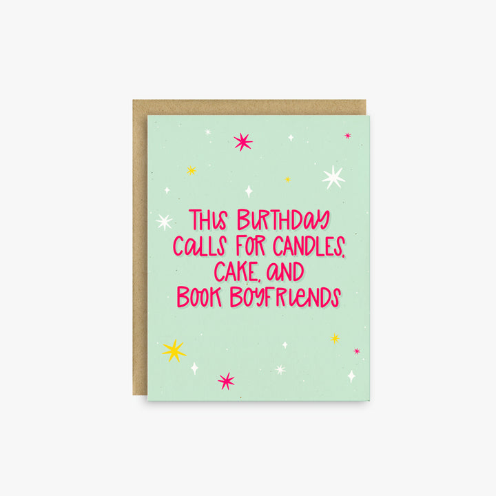 Candles, Cake & Book Boyfriends – Bookish Birthday Card for Romance Readers