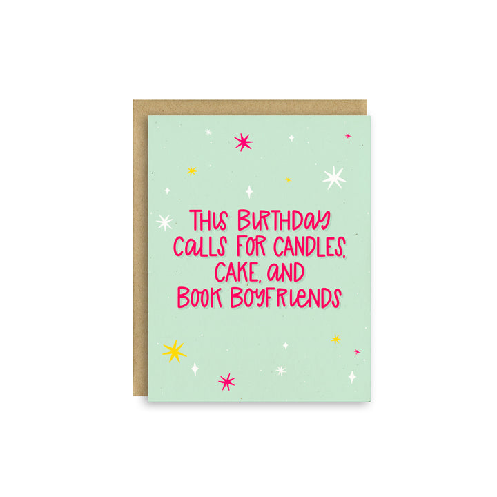Candles, Cake & Book Boyfriends – Bookish Birthday Card for Romance Readers