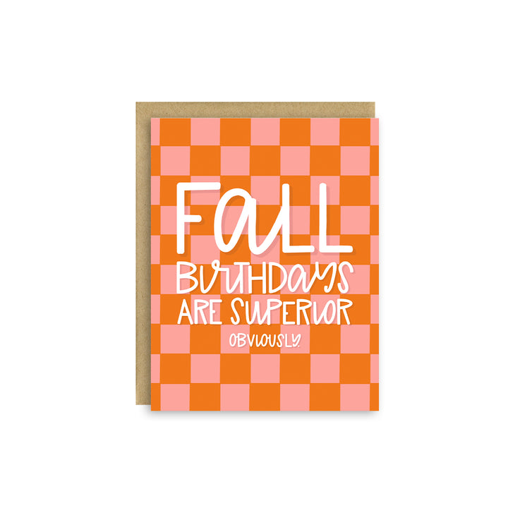 Funny fall birthday card for September, October, and November birthdays