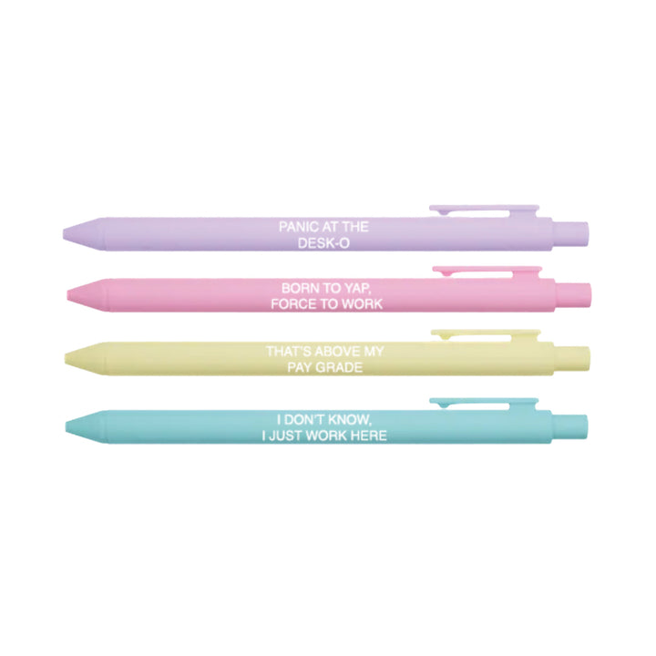 Panic at the Desk-o Pen Set – Funny Pastel Pens for Work, Coworkers & Teachers