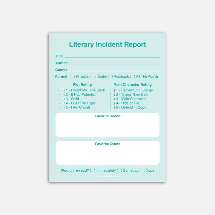 Literary Incident Report Notepad – Funny Book Review Pad for Readers