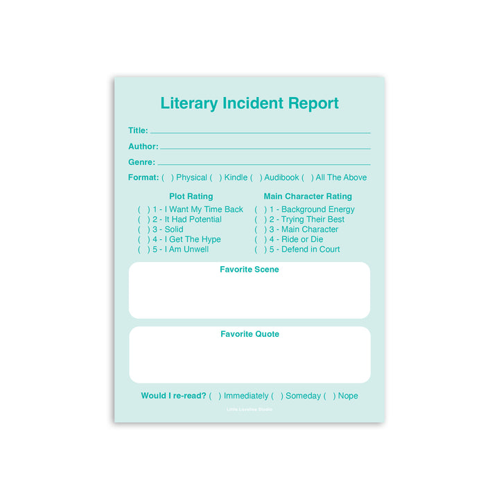 Literary Incident Report Notepad – Funny Book Review Pad for Readers