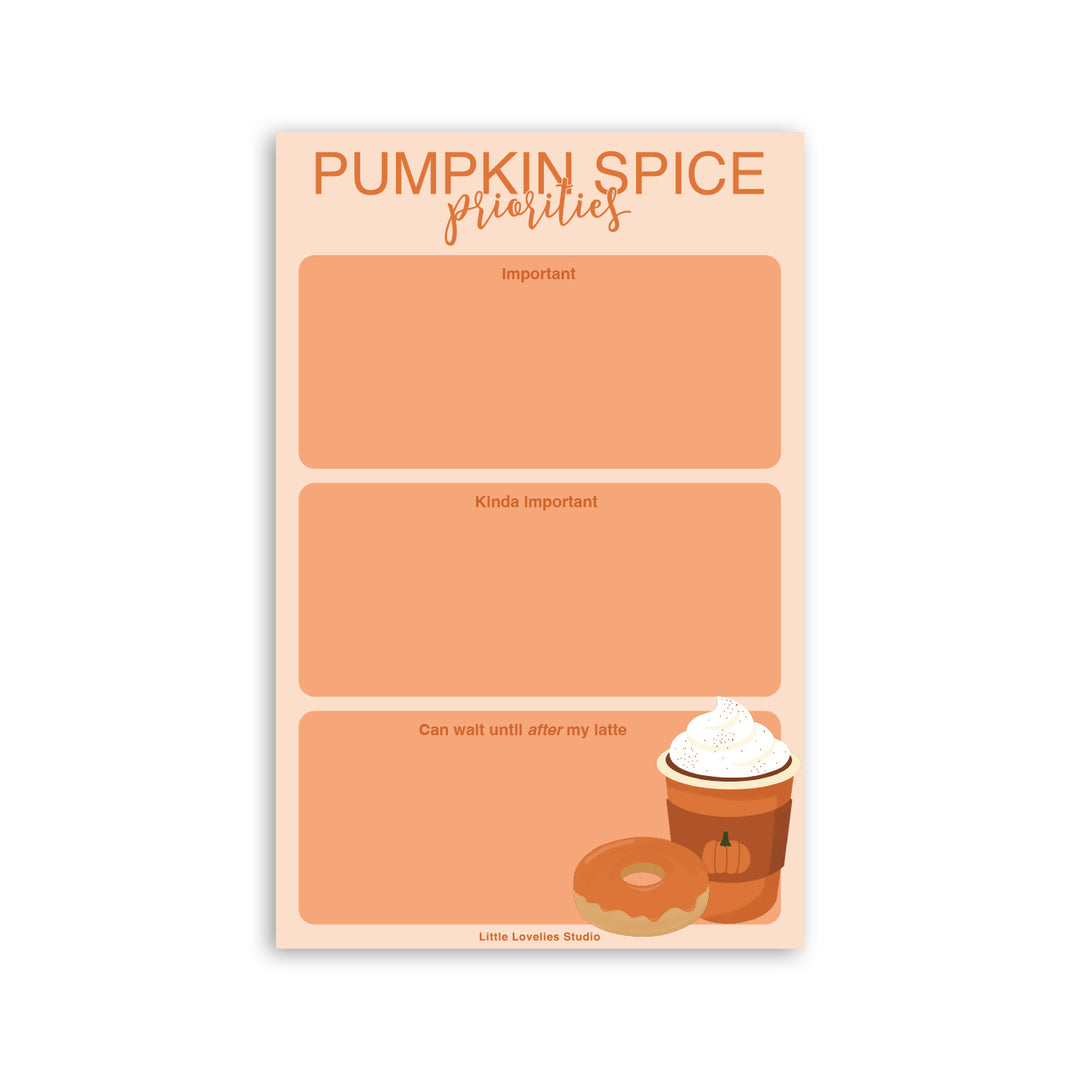 Cute pumpkin spice to-do list notepad for fall lovers
