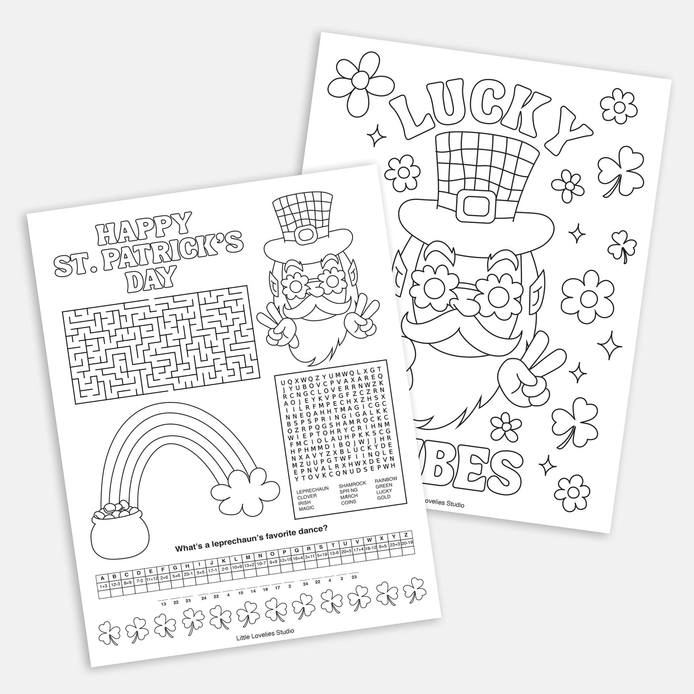 St. Patrick's Day Activity Sheet & Coloring PAge