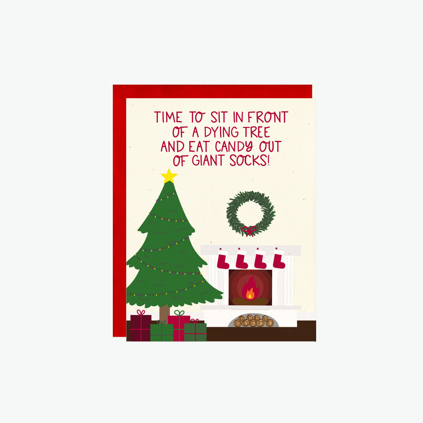 Dying Tree Giant Socks Funny Christmas Card