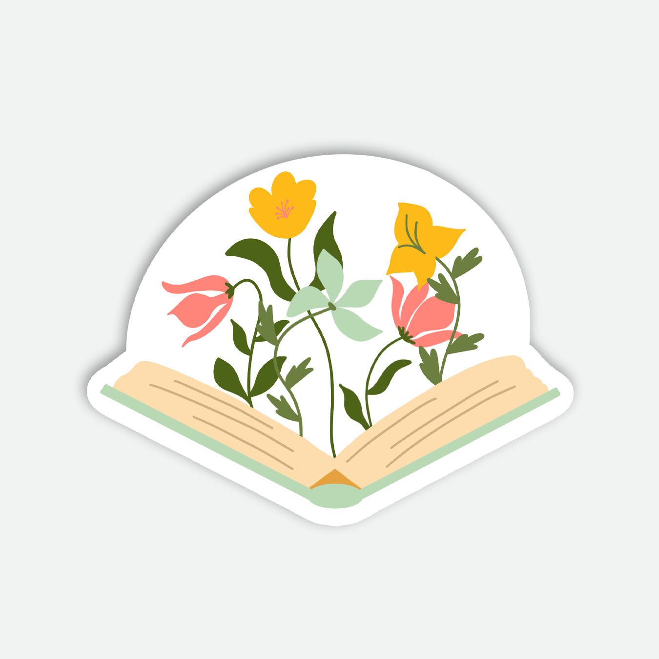 Open Book Florals Vinyl Sticker