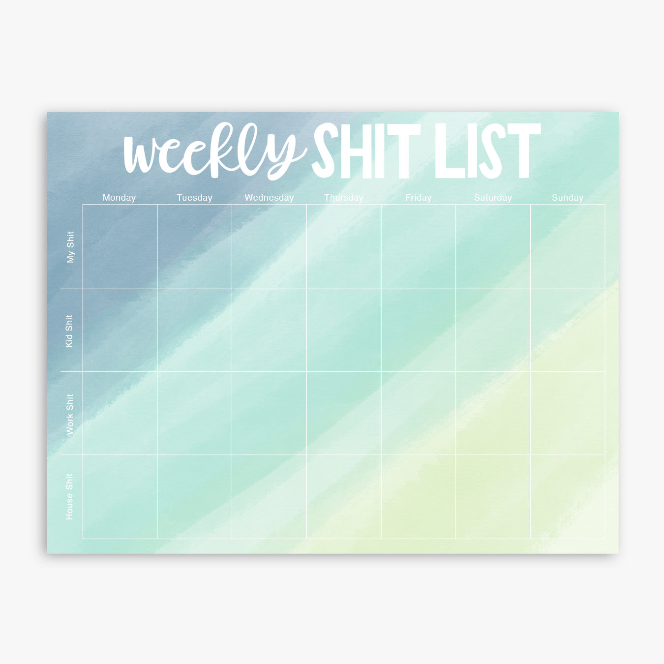Weekly Shit List Notepad